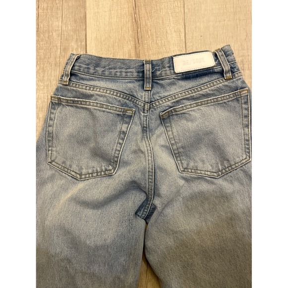 RE/DONE Originals High Rise Straight Leg Jeans Light Wash Distressed Blue Sz 27 - Picture 9 of 12